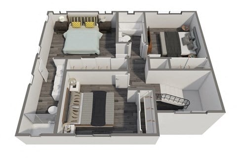 Floor plan for 3 beds, 2.5 baths, 1430 sqft